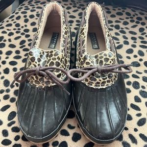 Sperry- Top-Sider Women's 8 Cheetah
Saltwater Duck Boots Low Rubber
Waterproof